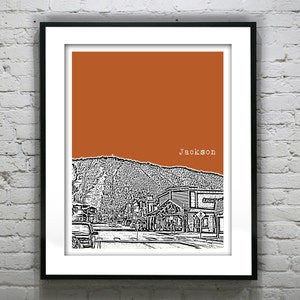 Jackson Wyoming Skyline Art Print Poster WY Jackson Hole Item T2905