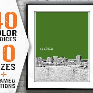 Norfolk Virginia Poster Art City Skyline Print VA Item T1261