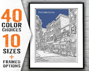 Philadelphia Skyline Poster Art Print Pennsylvania PA Jewelers Row Item T1740