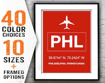 PHL Philadelphia International Airport Aviation Poster Art Print Pennsylvania Item T1976