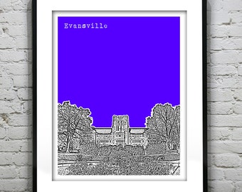 Evansville Indiana Poster Art Skyline Print IN
