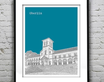 Oberlin Skyline Poster Art Print Ohio OH