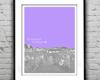 Bluemont Virginia Poster Art City Skyline Print VA Bluemont Vineyard