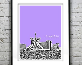 Brasilia Brazil Poster Print Skyline Art South America