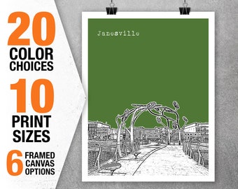 Janesville Wisconsin Skyline Poster Print WI Item T5471