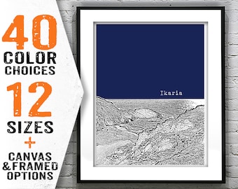 Was Ikaria Greece Skyline Poster Art Print Los Greece Item T2276