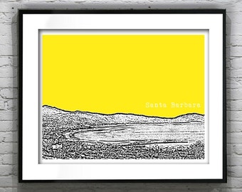 Santa Barbara CA Skyline Poster Art Print California