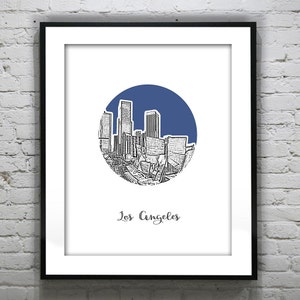 Los Angeles LA Skyline Poster Art Print California Round Item T1182