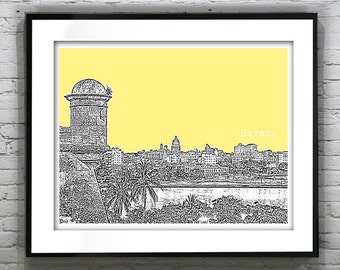 Havana Cuba Poster Art Skyline Print Landscape Item T4188