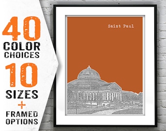 Saint Paul Minnesota Poster Art Skyline Print Mn Item T1458