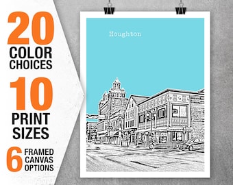 Houghton Skyline Poster Art Print Michigan Item T5529