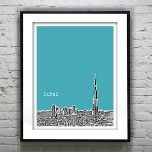 Dubai Skyline United Arab Emirates Poster Art Print Version 2