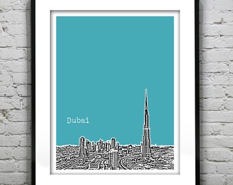 Dubai Skyline United Arab Emirates Poster Art Print Version 2