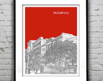 Salisbury Maryland Skyline Poster Art Print Version 2