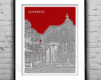 Lewiston Maine Skyline Art Print Poster   Item T1144