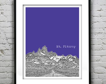 Mt. Fitzroy Argentina Skyline Poster Art Print Mount Fitzroy Version 1