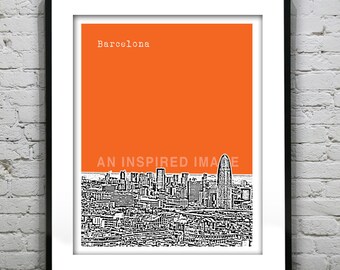 Barcelona Poster Spain Art Print Skyline