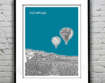 Calistoga Napa Valley Skyline Poster Print Art California CA Wine Country Item T2555