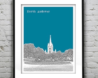 North Andover Massachusetts Skyline Poster Art Print MA Item T2434