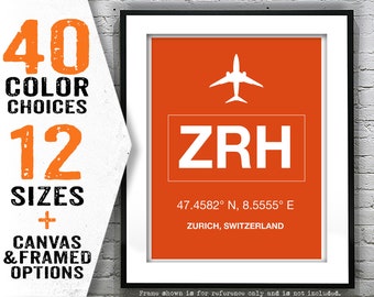 ZRH Zurich Airport Aviation Poster Art Print Switzerland Item T4119