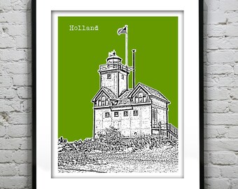 Holland Skyline Poster Art City Print Michigan MI Item T4468