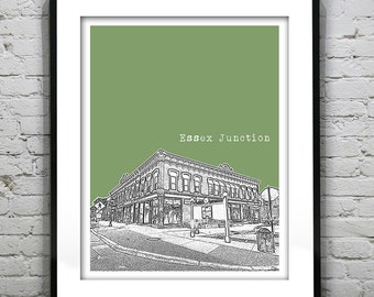 Essex Junction Vermont Skyline Art Print Poster Vermont VT version 1