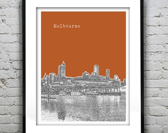 Melbourne Skyline Poster Art Print Victoria Australia Item T4404