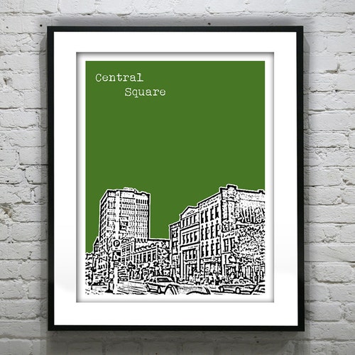 Cambridge Skyline Poster Art Print Charles River Massachusetts Etsy
