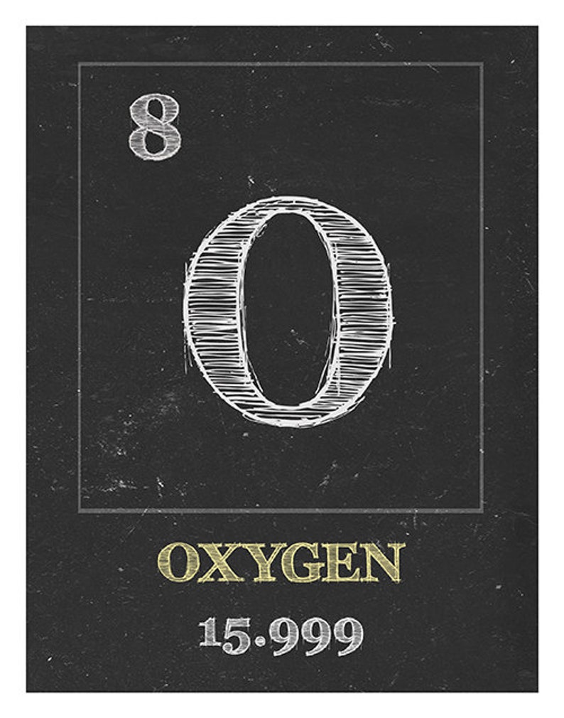 Periodic Table Oxygen Poster Art Print Periodic Table of Elements O 8 ...