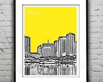 Manila Philippines Skyline Travel Poster Art Print Item T5052