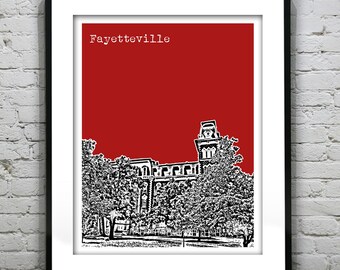 Fayetteville Arkansas Poster Art Print Skyline AK Item T2536