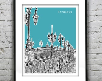 Bordeaux France Skyline Poster Print  Item T1030