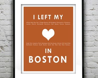 Boston Massachusetts - I Left My Heart In Boston - Poster Art Print MA Item T5083