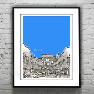 Paris France Poster Art Skyline Print  Champs Elysees Arc Du Triomphe Item T1026