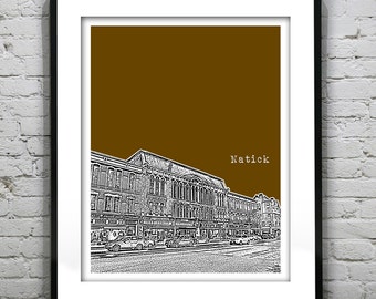 Natick Massachusetts Skyline Poster Art Print MA