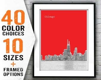 Chicago Poster Skyline Art Print Illinois Water View Item T1556