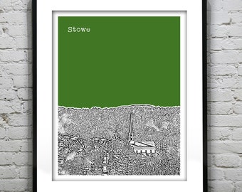 Stowe Vermont VT Skyline Poster Art Print Version 1