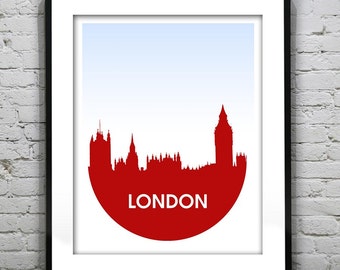 London England Print Poster Skyline Art Houses of Parliament UK Item T2311