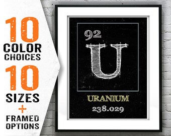 Periodic Table Uranium Poster Art Print Periodic Table of Elements U 92