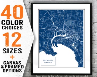 Melbourne Australia Blueprint Map Poster Art Print Item T4638