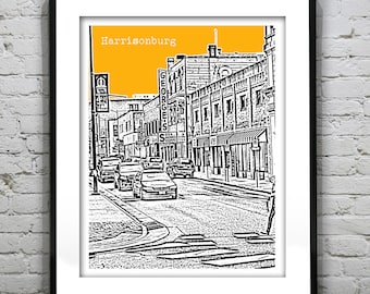 Harrisonburg Virginia Skyline Poster Art Print VA Item T2912