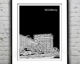Salisbury North Carolina Poster Art Print City Skyline NC