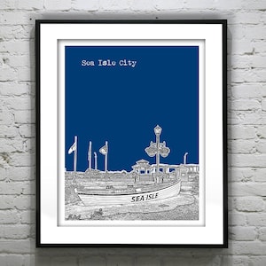 Sea Isle City New Jersey Shore Poster Print Art NJ Skyline Jersey Shore Version 4