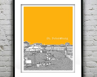 St Petersburg Florida Skyline Poster Art Print FL  Item T1244