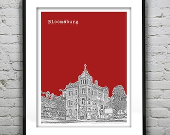 Bloomsburg PA Poster Print Art Pennsylvania Skyline Item T4586