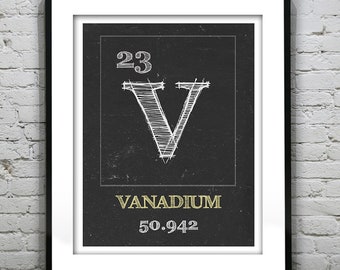 Periodic Table Vanadium Poster Art Print Periodic Table of Elements V 23