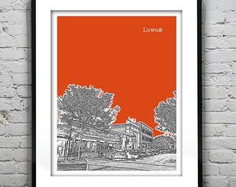 Lewes Delaware Poster Art Print Skyline DE Version 2