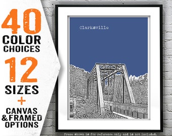 Clarksville Tennessee Upland Trail Bridge Poster Print City Skyline Art Item T4788