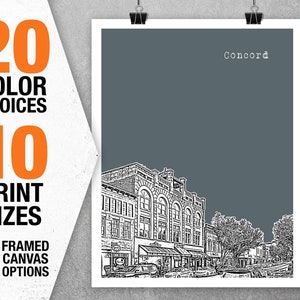 Concord North Carolina Skyline Poster Art Print NC Item T5321