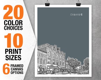 Concord North Carolina Skyline Poster Art Print NC Item T5321